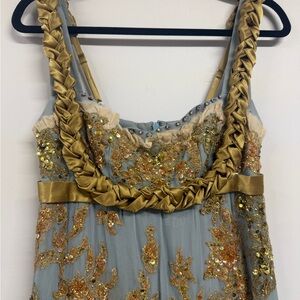 Vintage Mandalay Blue and Gold Sequins Gown- size 4